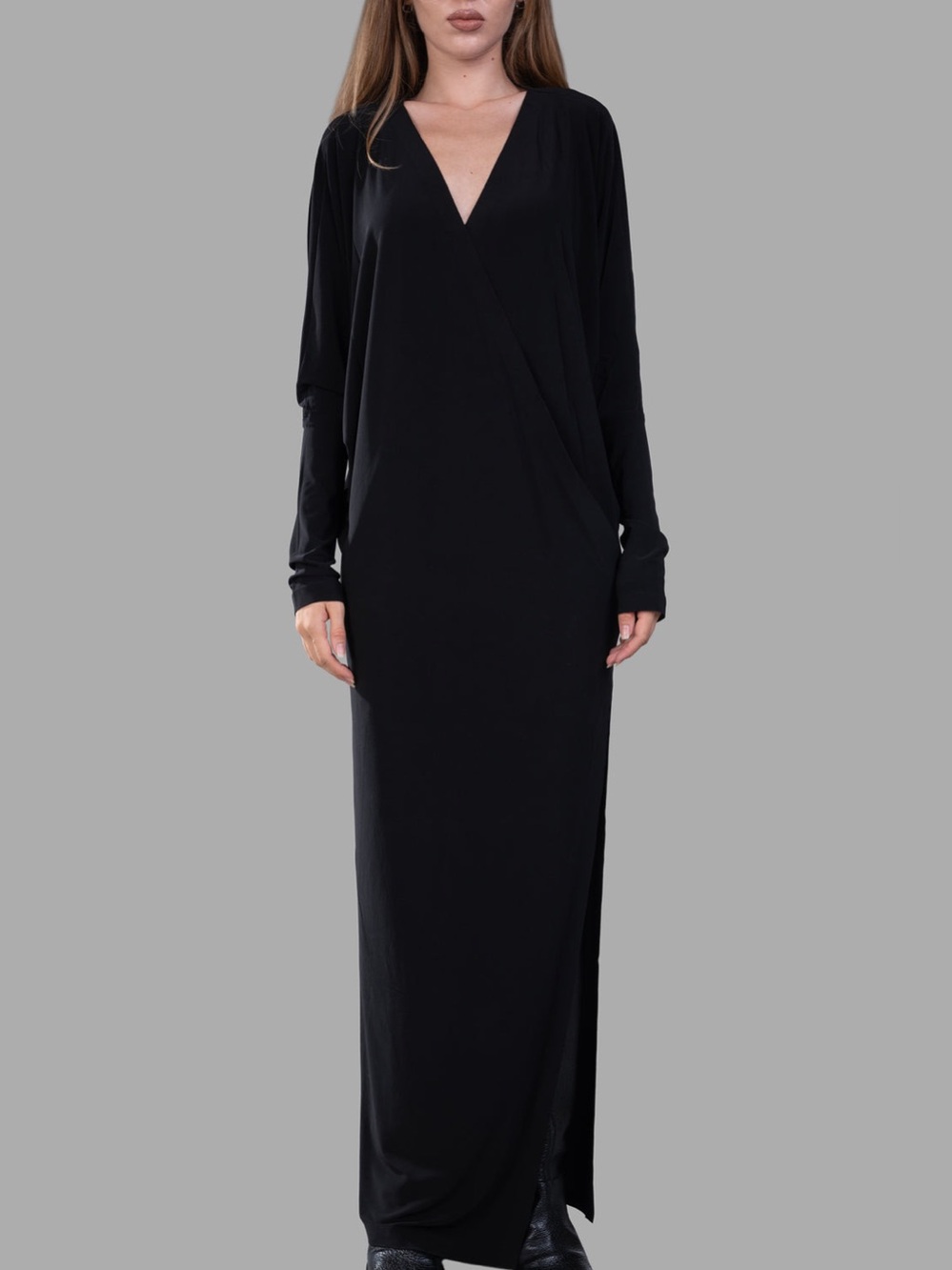 Norma Kamali Dolman Wrap Side Slit Gown Black M/38 NWT $310